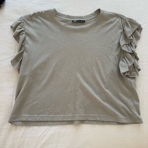 Zara gray shirt with ruffles, size S